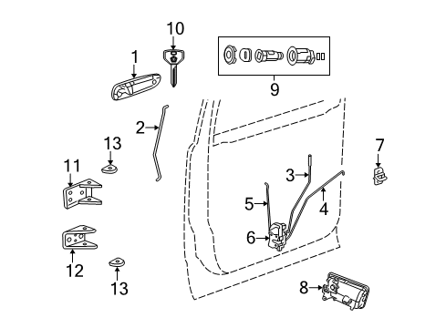 2007 Chrysler Aspen Front Door - Lock & Hardware Front Door Lower Hinge Diagram for 55364681AA