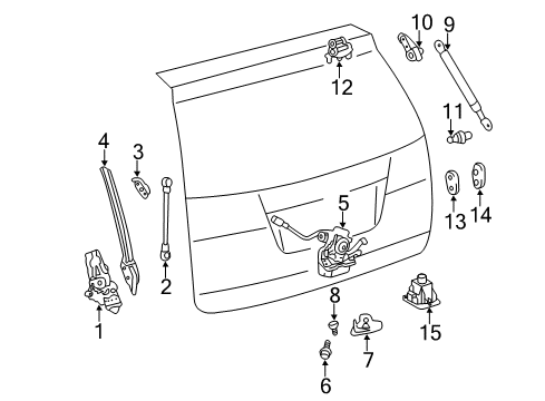 2015 Toyota Sienna Lift Gate Actuator Diagram for 68910-08023