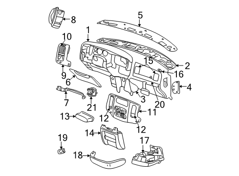 2005 Dodge Ram 3500 Instrument Panel CUPHOLDER-Instrument Panel Diagram for 5GT151L5AE