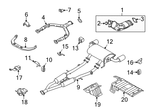 2009 Infiniti G37 Exhaust Components Exhaust Sub Muffler Assembly Diagram for 20300-1ND0B