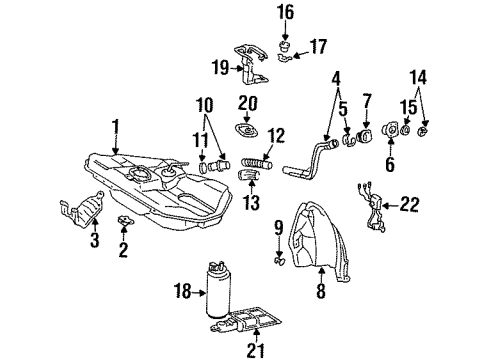 1996 Toyota Paseo Fuel Supply Cut-Off Valve Retainer Diagram for 77189-18010