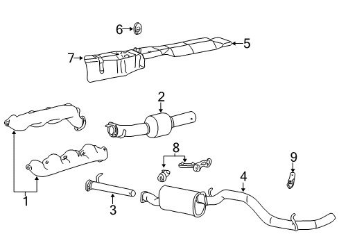 2002 Ford F-250 Super Duty Exhaust Manifold Muffler Diagram for 2C3Z-5230-AA