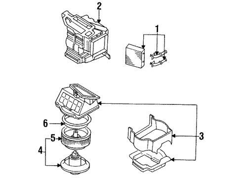 1995 Infiniti J30 Heater Core & Control Valve Blower Assy-Front Diagram for 27200-10Y10