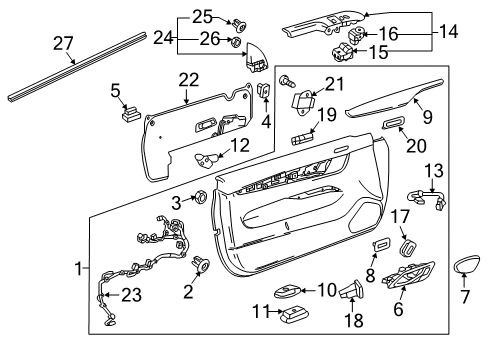 2017 Cadillac ATS Interior Trim - Door Window Switch Diagram for 22959566