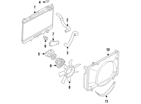 2001 Nissan Frontier Cooling System, Radiator, Water Pump, Cooling Fan, Belts & Pulleys Thermostat Housing Diagram for 13049-4S100