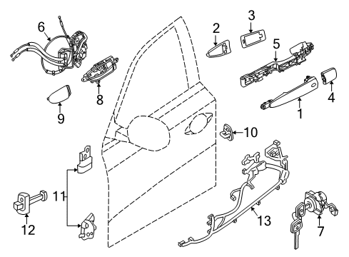 2016 Nissan Pathfinder Front Door - Lock & Hardware Front Door Lock Actuator Motor, Right Diagram for 80500-3KA0B