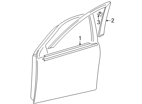 2009 Pontiac Vibe Exterior Trim - Front Door Sealing Strip, Front Side Door Window Outer Diagram for 19184484