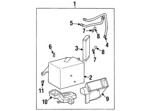 1998 Chevrolet Prizm A/C Evaporator & Heater Components HEATER, Heater Diagram for 94857963