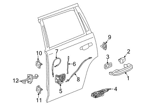 2017 GMC Yukon XL Rear Door Handle Kit-Rear Side Door Outside Diagram for 13585374