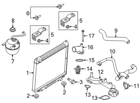 2008 Ford E-350 Super Duty Radiator & Components Reservoir Hose Diagram for 4C2Z-8075-CC