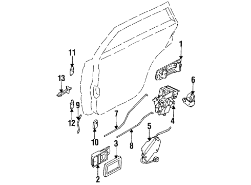 1988 Nissan Maxima Rear Door - Hardware Rear Door Outside Handle Assembly Right Diagram for 82604-34E07