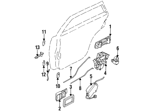 1988 Nissan Maxima Rear Door - Hardware Outside Outer Door Handle Rear Left Diagram for 82605-34E07