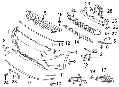 2020 Hyundai Accent Sonar System Air Duct-Front Bumper, RH Diagram for 86574-J0000
