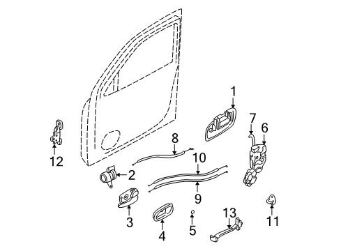 2001 Hyundai Santa Fe Front Door Front Door Lock Assembly, Right Diagram for 81980-26A00