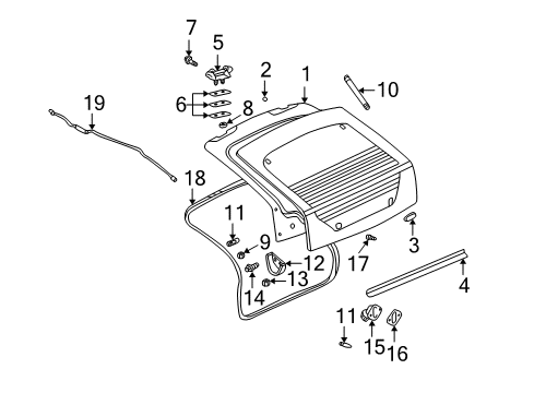 2004 Pontiac Aztek Lift Gate Lift Gate Diagram for 10306437