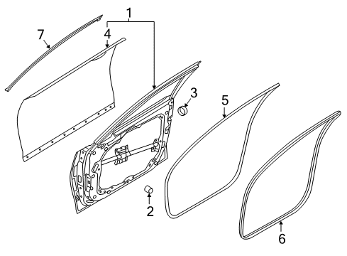 2016 Hyundai Genesis Front Door Weatherstrip-Front Door Body Side LH Diagram for 82110-B1000-RRY