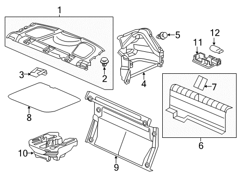 2012 Honda Civic Interior Trim - Rear Body Lining Assy., FR. Trunk *NH554L* (STONE GRAY) Diagram for 84681-TR2-A01ZA