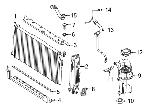2020 BMW M2 Radiator & Components Module Carrier, Bottom Diagram for 17117848789