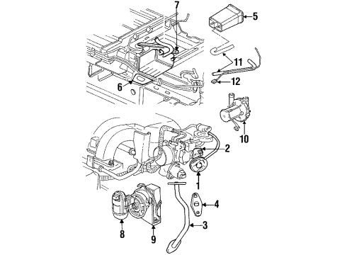 1999 Plymouth Voyager EGR System Hose Leak Detection Pump T Diagram for 4861069
