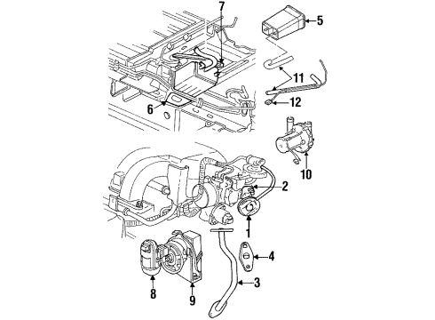 1999 Plymouth Voyager EGR System Tube-Exhaust Gas RECIRCULATION V Diagram for 4612205AB