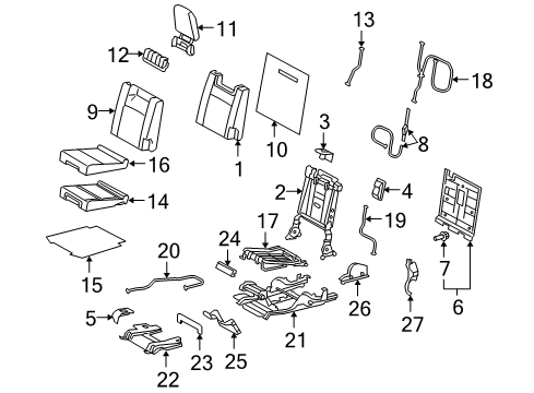 2016 Toyota 4Runner Third Row Seats Hinge Cover Diagram for 71693-60120-C0