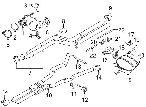 2013 BMW 740Li Exhaust Components Front Pipe Diagram for 18307649723