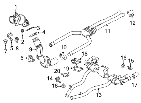 2019 BMW M5 Exhaust Components Countersunk Screw Diagram for 07119906447