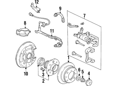 1996 Acura TL Rear Brakes Nut, Spindle Diagram for 90366-SZ5-003