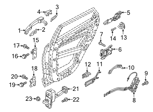 2021 Hyundai Tucson Lock & Hardware Rear Door Outside Grip, Left Diagram for 83651-D3000