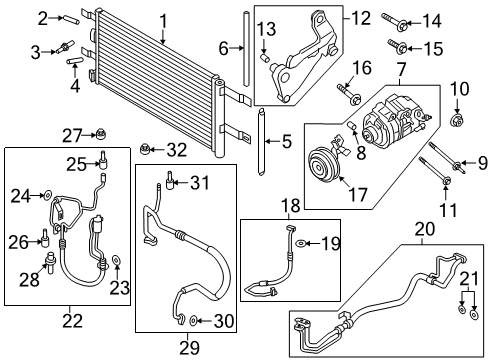 2018 Ford Fusion A/C Condenser, Compressor & Lines AC Tube Diagram for HP5Z-19A834-B