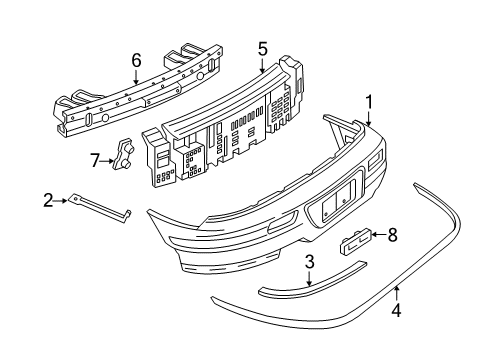 1993 Buick Skylark Rear Bumper Rear Bumper Cover Diagram for 22576070