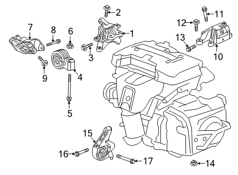 2020 Buick Envision Engine & Trans Mounting Transmission Mount Bracket Diagram for 23482912