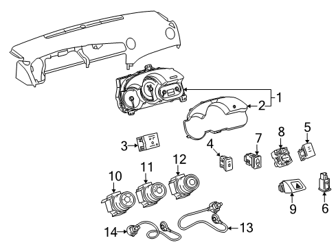 2009 Pontiac Vibe Instruments & Gauges Cluster Assembly Diagram for 19184113