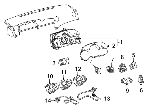 2009 Pontiac Vibe Instruments & Gauges Switch, Tire Pressure Indicator Reset Diagram for 19184833