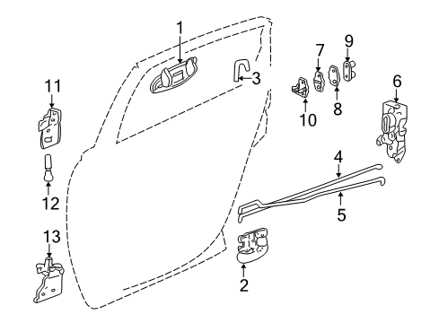 2003 Chevrolet Impala Rear Door - Lock & Hardware Rod-Rear Side Door Locking Diagram for 10434081