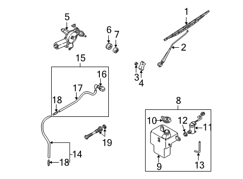 2002 Kia Sedona Wiper & Washer Components Rear Windshield Wiper Arm Diagram for 0K56A67421
