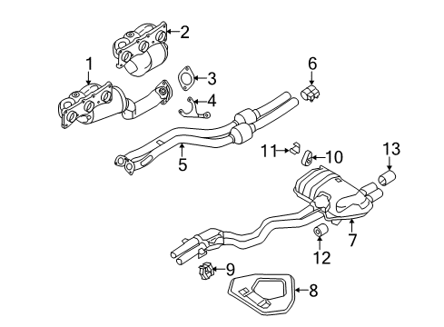 2006 BMW Z4 Exhaust Manifold Rear Silencer Bracket Diagram for 18207546290