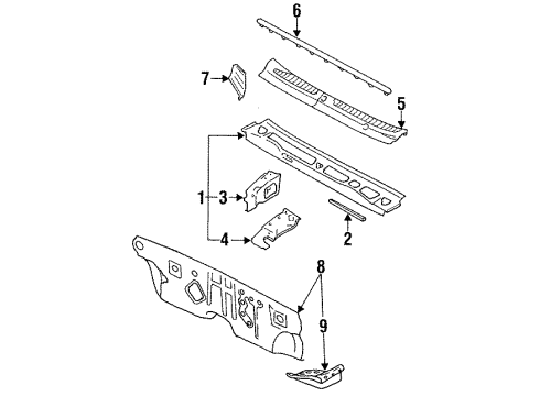1993 Nissan NX Cowl Dash-Lower Diagram for 67300-65Y35