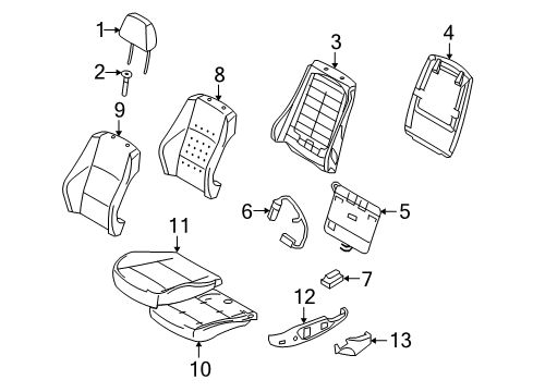 2010 BMW 128i Driver Seat Components Left Backrest Upholstery Diagram for 52109153167