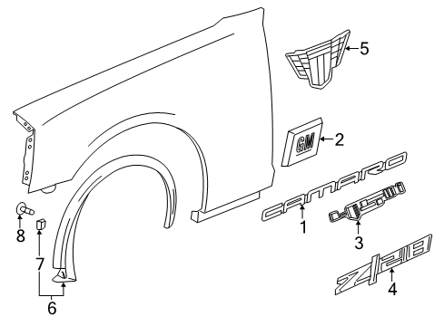 2015 Chevrolet Camaro Exterior Trim - Fender Flare Diagram for 23240634