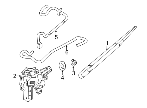 2016 Nissan Pathfinder Lift Gate - Wiper & Washer Components Back Window Washer Nozzle Assembly Diagram for 28970-9NA0B