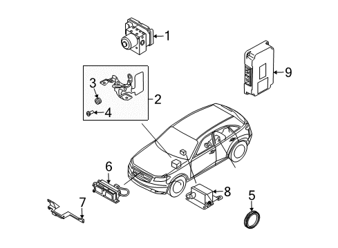 2003 Infiniti FX35 Anti-Lock Brakes Control Assembly-Active Cruise Control Diagram for 18995-CG100