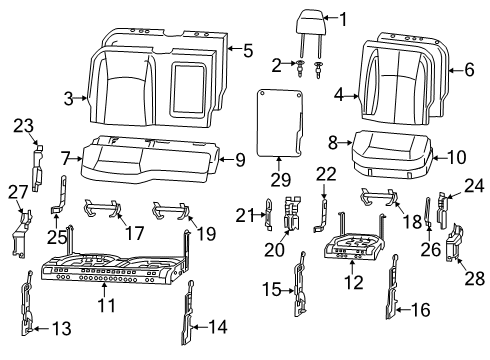 2019 Ram 3500 Rear Seat Components Seat Cushion Foam Left Diagram for 68066994AA