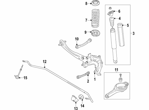 2017 Lincoln MKC Rear Suspension Components, Lower Control Arm, Upper Control Arm, Ride Control, Stabilizer Bar Knuckle Diagram for EJ7Z-5A968-B