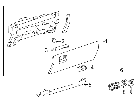 2017 Toyota Tundra Glove Box Glove Box Assembly Stopper Diagram for 55054-0C010