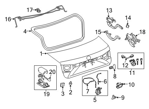 2013 Lexus ES300h Trunk Hinge Assembly, Luggage Diagram for 64520-06090