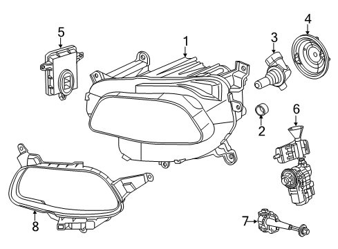 2018 Jeep Cherokee Headlamps Headlamp Left Diagram for 68292993AB