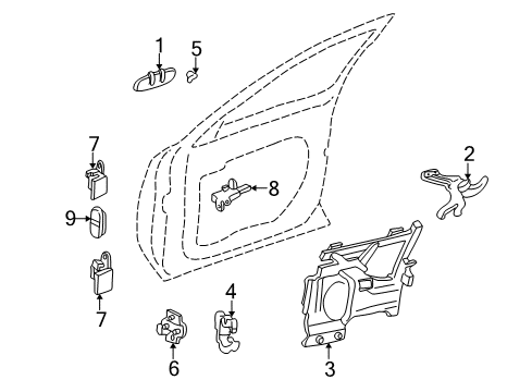 1998 Buick Park Avenue Front Door - Lock & Hardware Rod-Outside Handle & Latch Diagram for 16630612