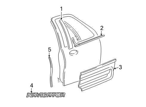 2006 Lincoln Navigator Exterior Trim - Front Door Cladding Diagram for 5L7Z-7820878-AAG