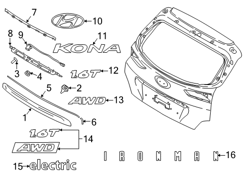 2019 Hyundai Kona Exterior Trim - Lift Gate Strip (C)-TAILGATE GARNISH Diagram for 87315-J9000